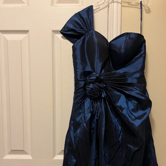 royal blue floral one shoulder short prom dress (SIZE SMALL) - Picture 1 of 6